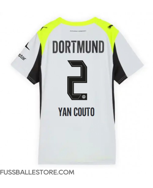 Günstige Borussia Dortmund Yan Couto #2 Auswärtstrikot Damen 2025-26 Kurzarm Günstige Borussia Dortmund Yan Couto #2 Auswärtstrikot Damen 2025-26 Kurzarm